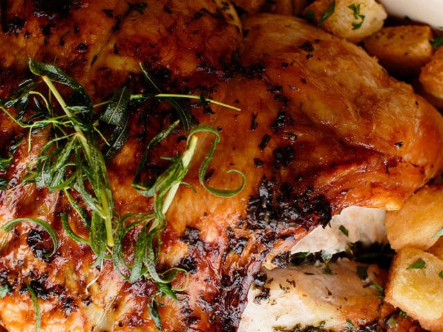 One Pan Roast Turkey with Maple Croutons - OW TO COOK A TURKEY - GOODHOMESMAGAZINE.COM