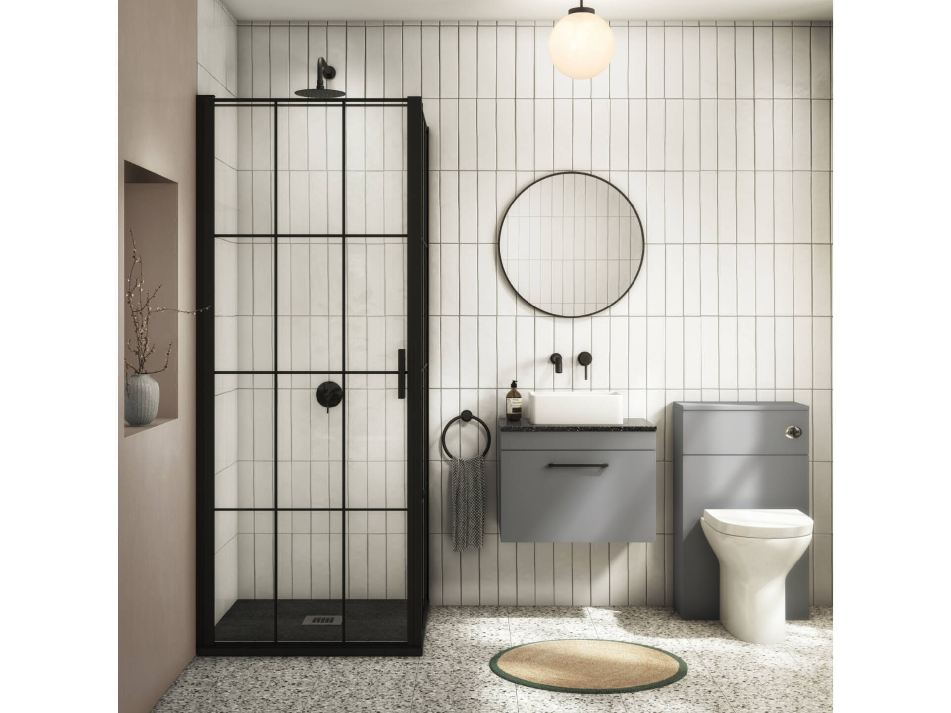 Revive Matt Black 1 Light Semi-Flush 