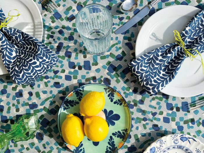 Update your summer tablescapes with a brightly printed tablecloth