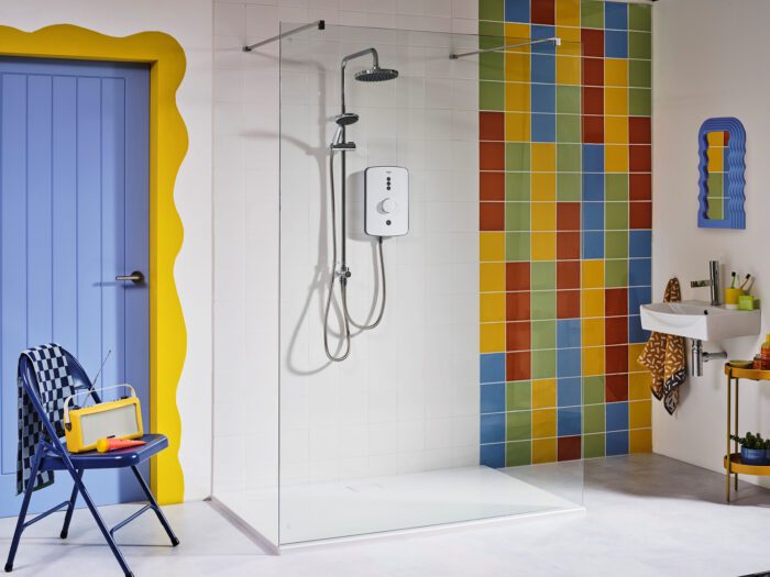 Bright tiles make for an original bathroom 