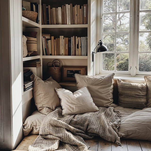 Cosy bedroom reading nook