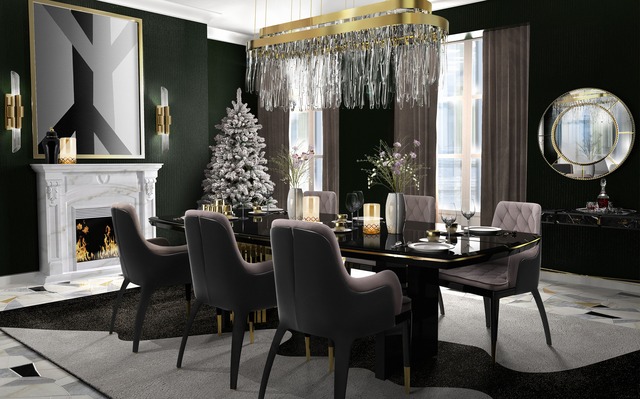 Black and Gold Ambience Christmas dining room