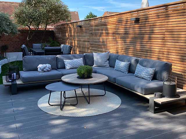 garden trends 2022: sustainable decking from Compostable Prime is created from recycled plastic