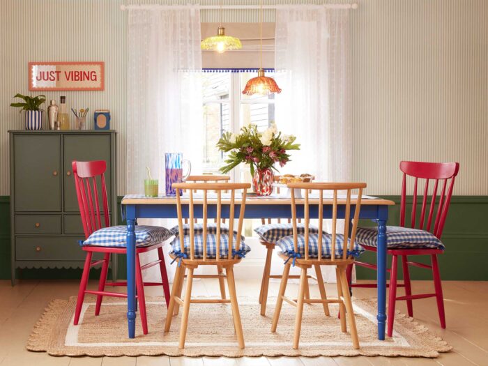 Add pops of gingham to your home on seat pad covers in the kitchen or dining room