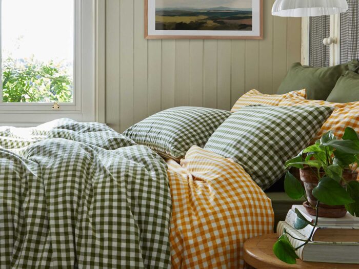 Try layering two different colours of gingham for a cosy feel