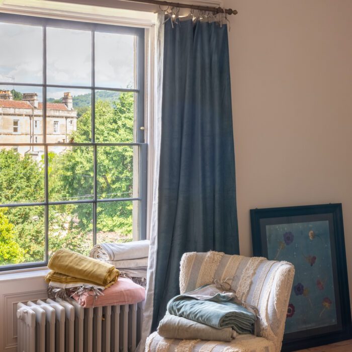 Graham and Green blue velvet curtain