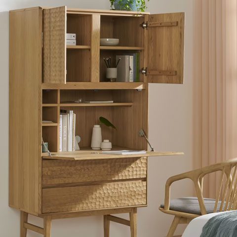 Made fold-away desk cabinet