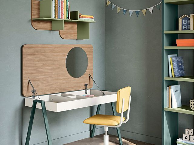 kids desk to dressing table in bedroom - home office - goodhomesmagazine.com