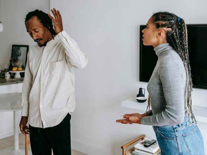 Man and a woman arguing