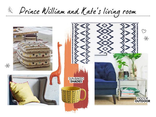 An imaginary Prince William and Kate's living room moodboard for Good Homes roomsets at Ideal Home Show 2019