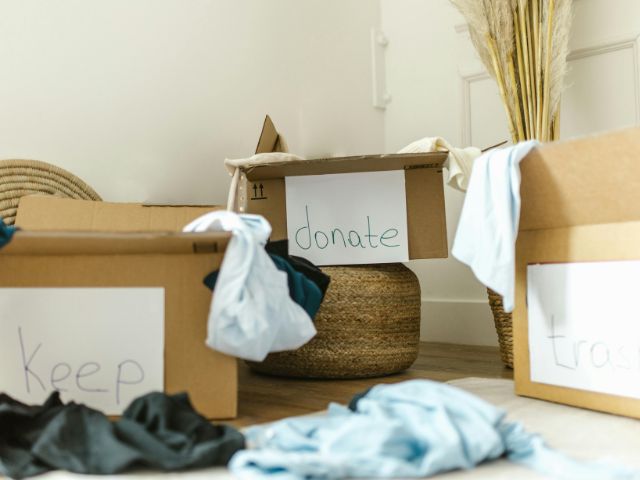 Decluttering clothes in the bedroom