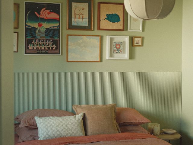 Pistachio green painted bedroom