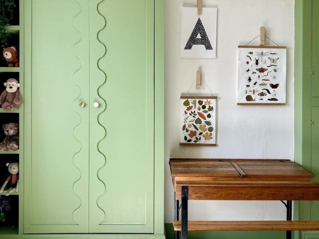 Pistachio green painted wardrobe