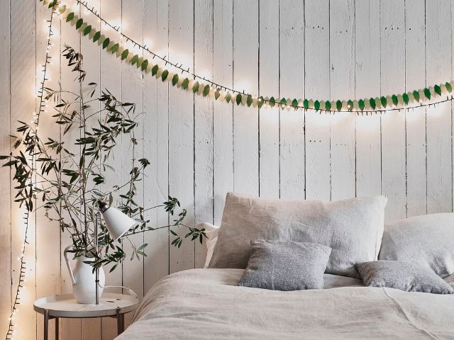 Bedroom decorated for Christmas