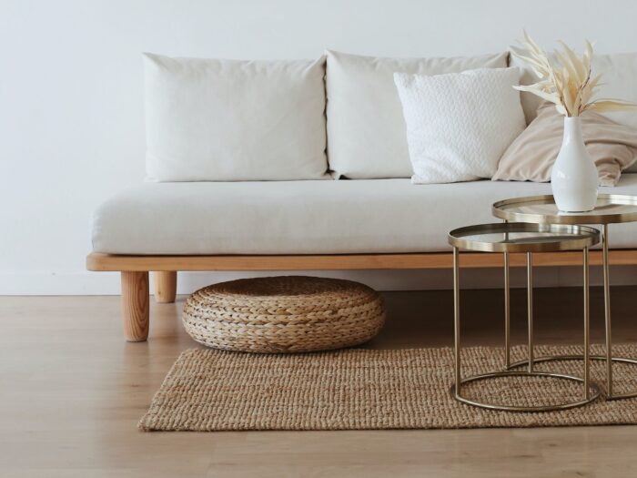 Natural materials in a living room