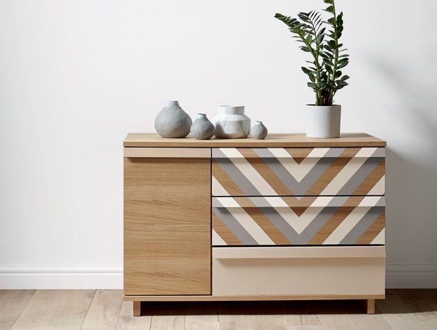 upcycled drawer hand painted chevron design