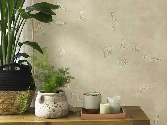 Cream yoga inspired wallpaper for autumn