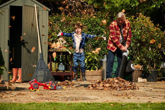 family doing autumn gardening jobs